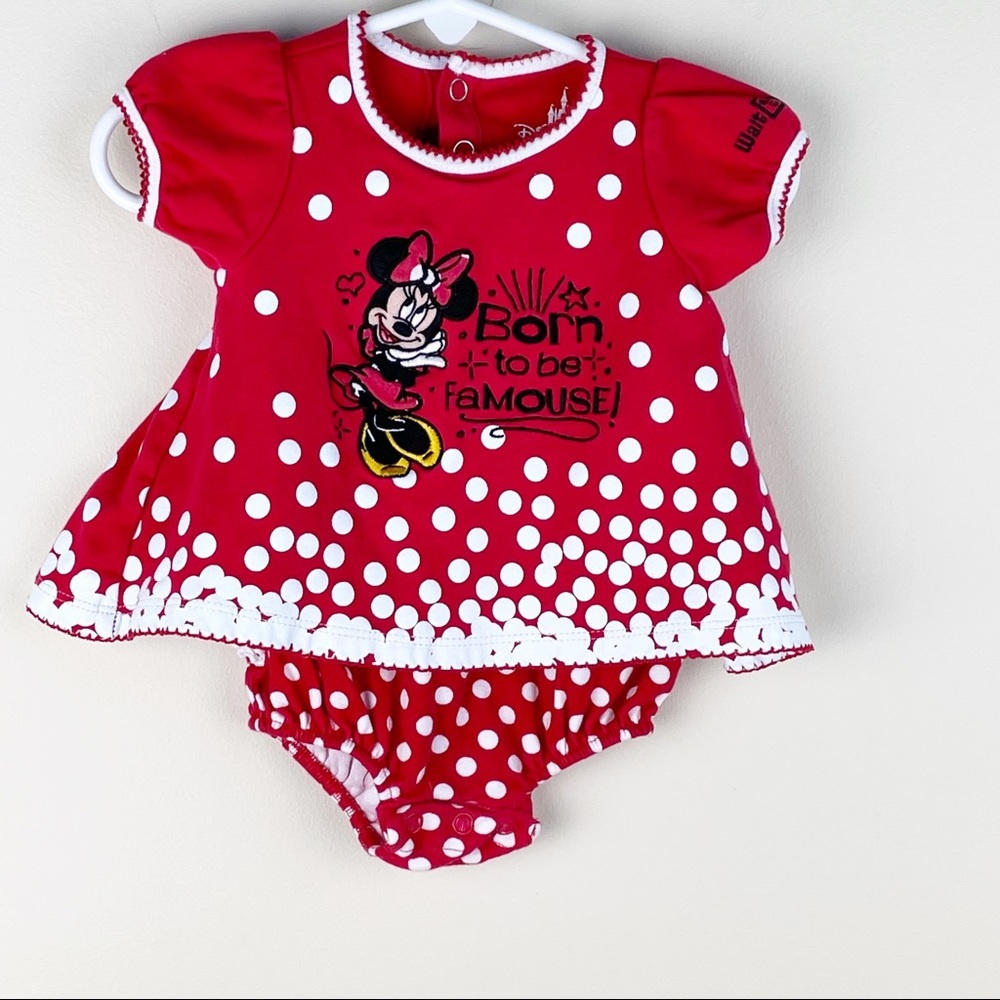 Disney Parks Red Minnie Mouse Born To Be Famous Outfit Polka Dot Ruffle Bottom